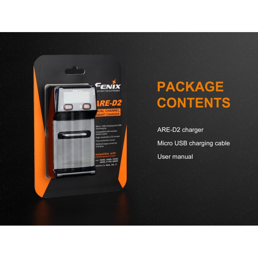 Fenix FENARED2 - Acculader 2xLi-ion/AAA/AA/C 5V