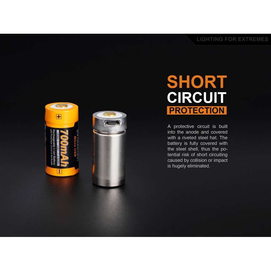 Fenix FERCR123ALIIONUP - 1 stuk USB-oplaadbare batterij, 3,6 V, 700 mAh