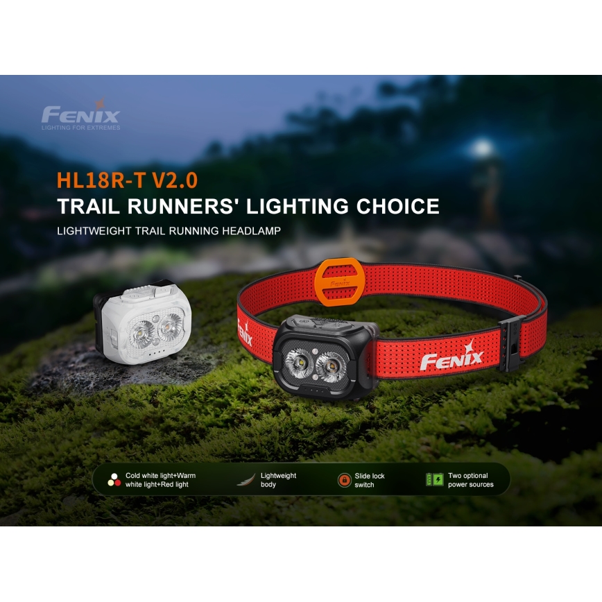 Fenix HL18RTV20BLC - LED Dimbaar oplaadbaar hoofdlamp LED/USB IP66 800 lm 160 h zwart/oranje