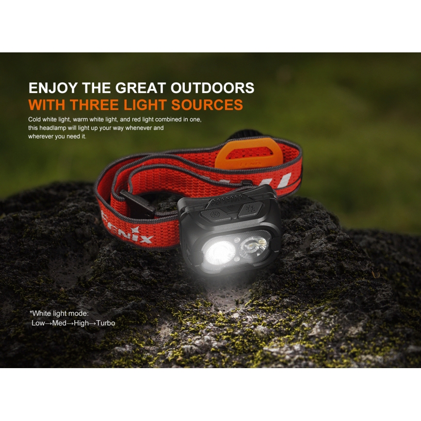 Fenix HL18RTV20BLC - LED Dimbaar oplaadbaar hoofdlamp LED/USB IP66 800 lm 160 h zwart/oranje