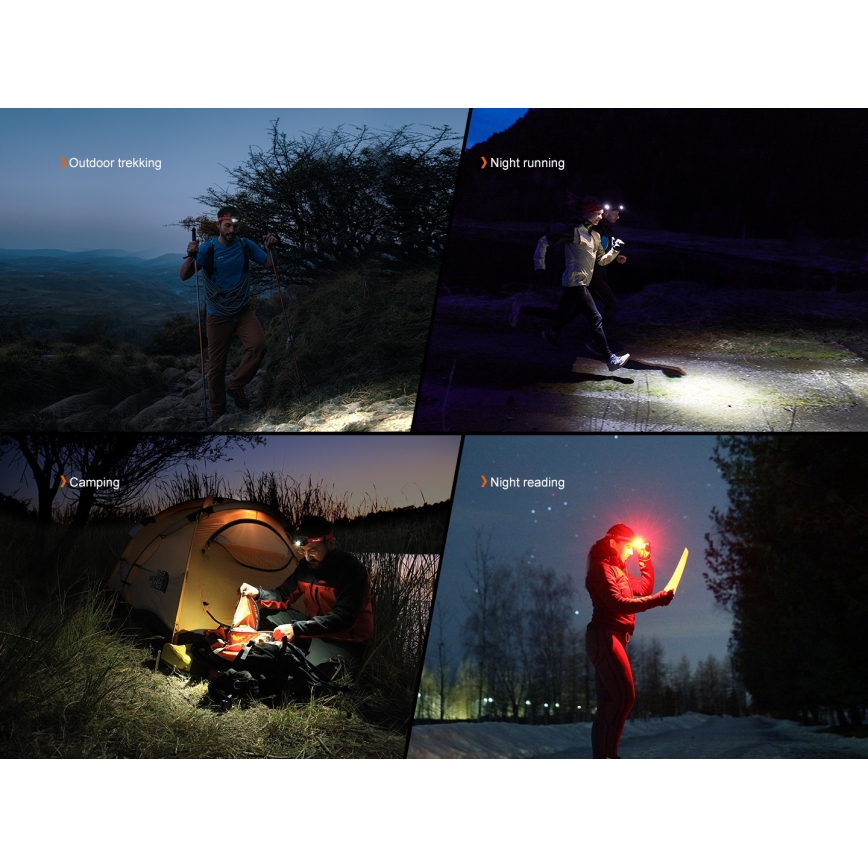 Fenix HL18RTV20BLC - LED Dimbaar oplaadbaar hoofdlamp LED/USB IP66 800 lm 160 h zwart/oranje
