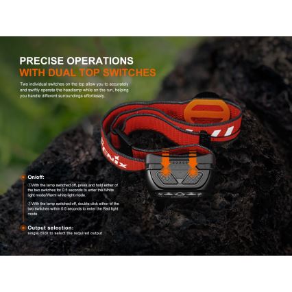 Fenix HL18RTV20BLC - LED Dimbaar oplaadbaar hoofdlamp LED/USB IP66 800 lm 160 h zwart/oranje
