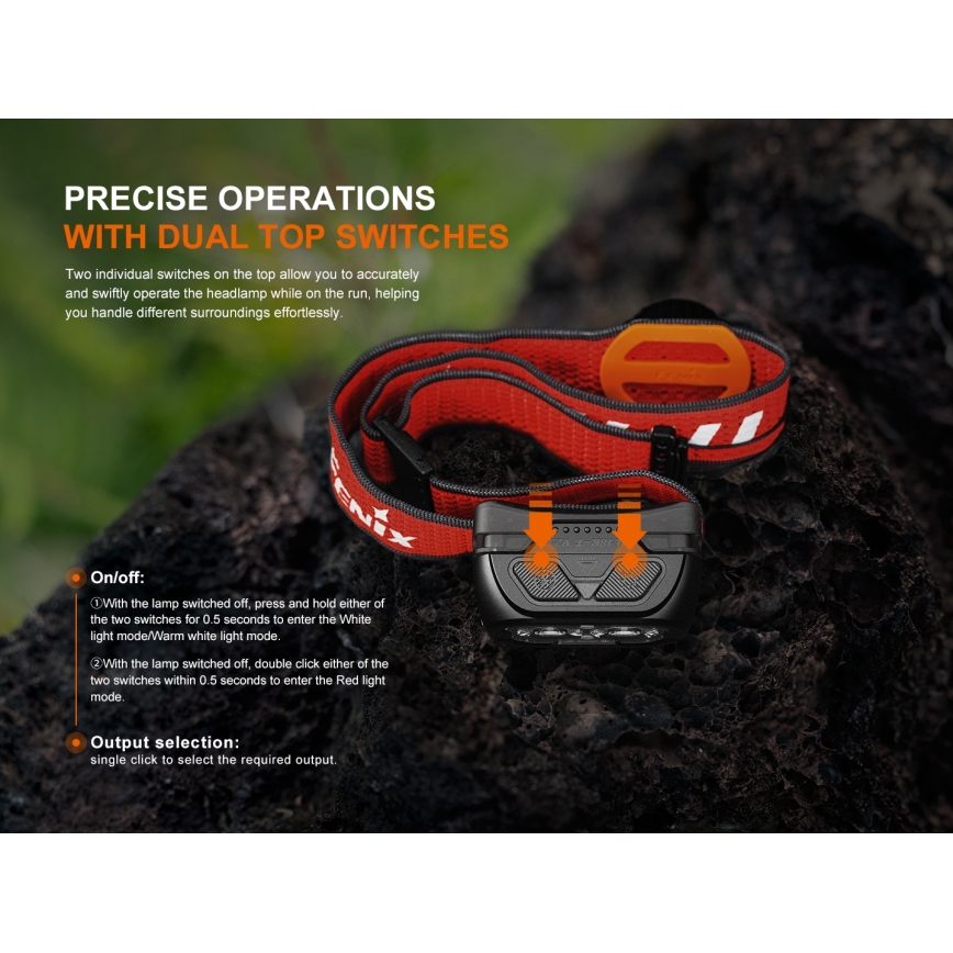 Fenix HL18RTV20BLC - LED Dimbaar oplaadbaar hoofdlamp LED/USB IP66 800 lm 160 h zwart/oranje