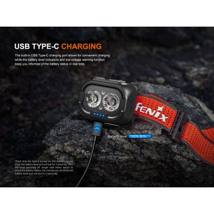 Fenix HL18RTV20BLC - LED Dimbaar oplaadbaar hoofdlamp LED/USB IP66 800 lm 160 h zwart/oranje