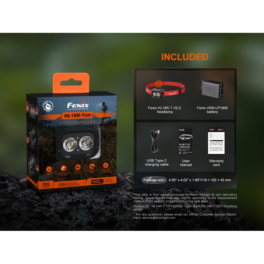 Fenix HL18RTV20BLC - LED Dimbaar oplaadbaar hoofdlamp LED/USB IP66 800 lm 160 h zwart/oranje