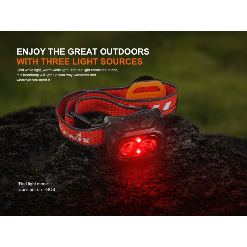 Fenix HL18RTV20WHT - LED Dimbaar oplaadbaar hoofdlamp LED/USB IP66 800 glanzend 160 h wit/zwart