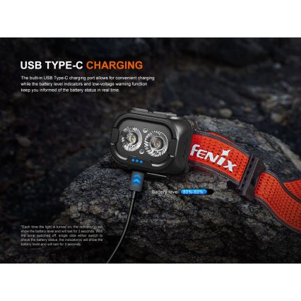Fenix HL18RTV20WHT - LED Dimbaar oplaadbaar hoofdlamp LED/USB IP66 800 glanzend 160 h wit/zwart