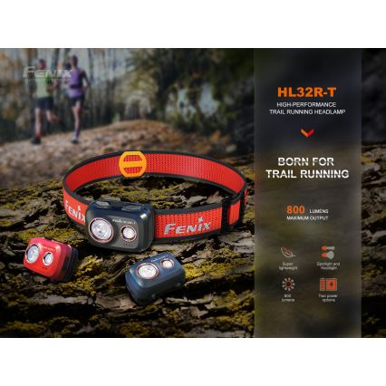 Fenix HL32RTRED - LED Oplaadbare hoofdlamp LED/USB/3xAAA IP66 800 lm 300 h rood/oranje