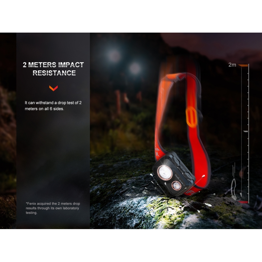 Fenix HL32RTRED - LED Oplaadbare hoofdlamp LED/USB/3xAAA IP66 800 lm 300 h rood/oranje