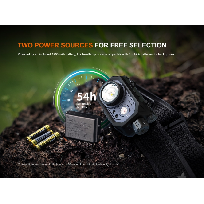 Fenix HL45R - LED Dimbaar oplaadbaar focussen hoofdlamp LED/USB IP66 1000 glanzend 240 h zwart
