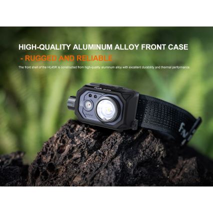 Fenix HL45R - LED Dimbaar oplaadbaar focussen hoofdlamp LED/USB IP66 1000 glanzend 240 h zwart