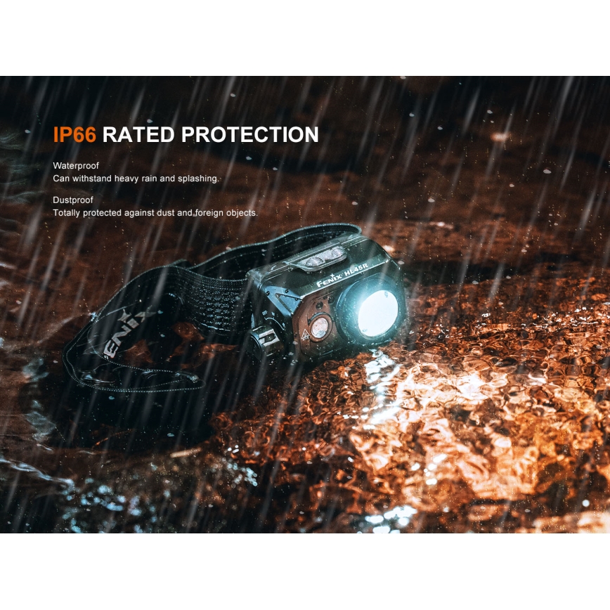 Fenix HL45R - LED Dimbaar oplaadbaar focussen hoofdlamp LED/USB IP66 1000 glanzend 240 h zwart