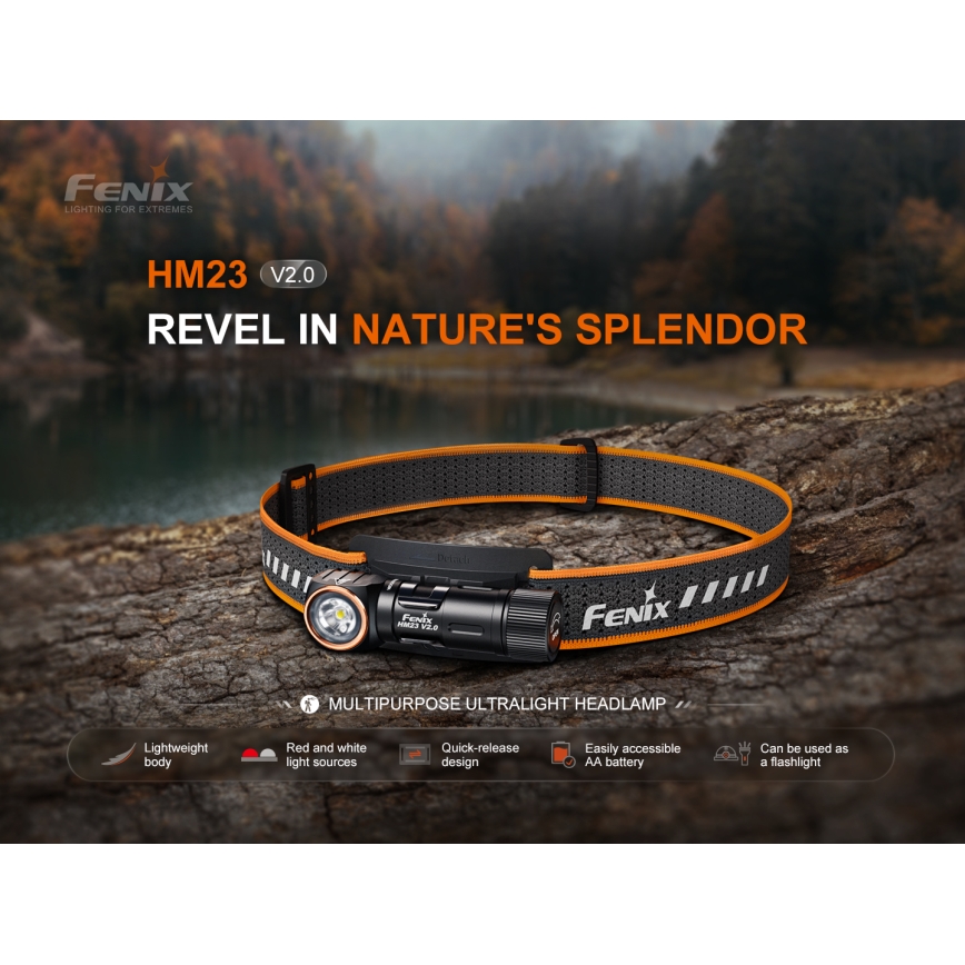 Fenix HM23V20 - LED Dimbaar hoofdlamp LED/1xAA IP68 300 lm 100 h