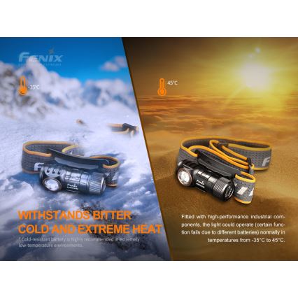Fenix HM50RV20 - LED Oplaadbare hoofdlamp 3xLED/USB/1xCR123A IP68 700 glanzend 120 h 700 mAh