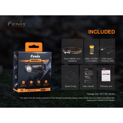 Fenix HM50RV20 - LED Oplaadbare hoofdlamp 3xLED/USB/1xCR123A IP68 700 glanzend 120 h 700 mAh