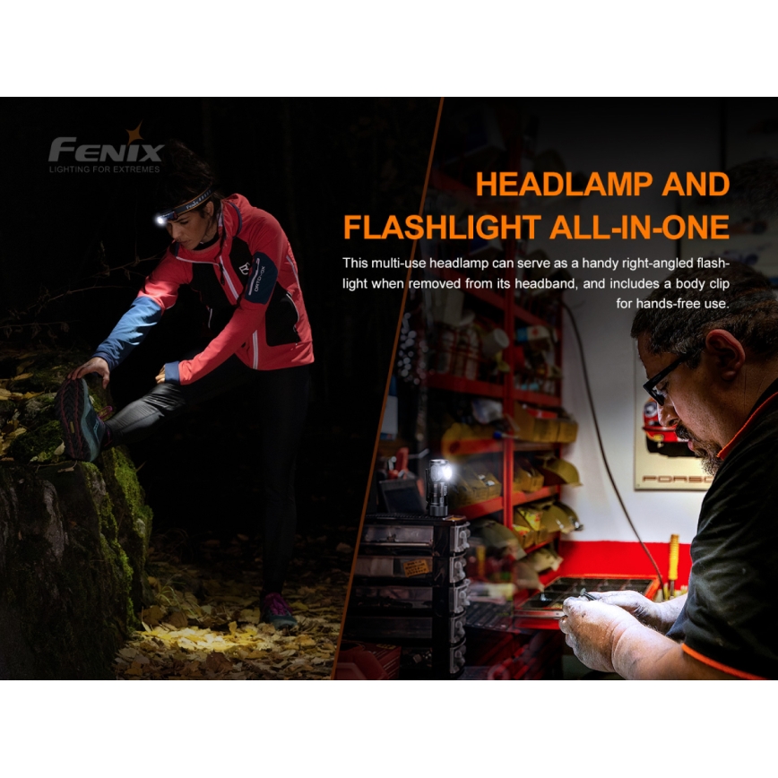 Fenix HM50RV20 - LED Oplaadbare hoofdlamp 3xLED/USB/1xCR123A IP68 700 glanzend 120 h 700 mAh