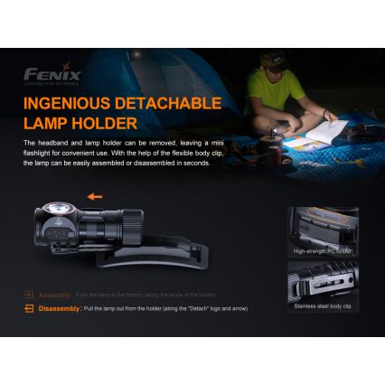 Fenix HM50RV20 - LED Oplaadbare hoofdlamp 3xLED/USB/1xCR123A IP68 700 glanzend 120 h 700 mAh