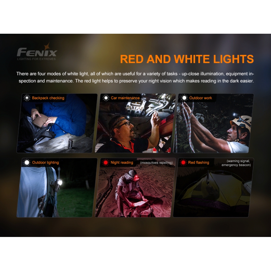 Fenix HM50RV20 - LED Oplaadbare hoofdlamp 3xLED/USB/1xCR123A IP68 700 glanzend 120 h 700 mAh
