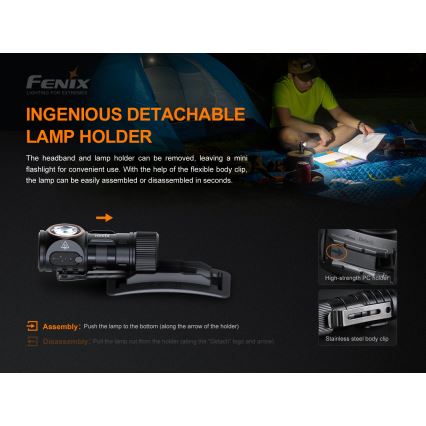 Fenix HM51RV20 - LED Oplaadbare hoofdlamp 3xLED/1xCR123A/USB IP68 700 glanzend 120 h 700 m