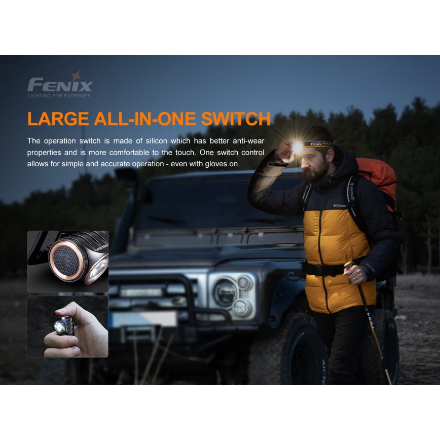 Fenix HM51RV20 - LED Oplaadbare hoofdlamp 3xLED/1xCR123A/USB IP68 700 glanzend 120 h 700 m