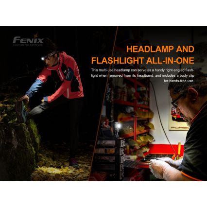 Fenix HM51RV30 - dimbare oplaadbare LED-hoofdlamp LED/USB/1xCR123A 950 mAh IP68 860 lm 125 h oranje