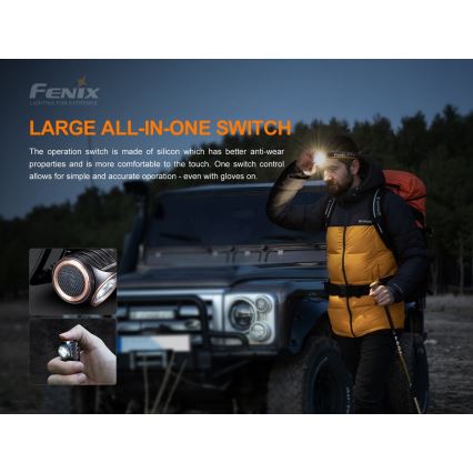 Fenix HM51RV30 - dimbare oplaadbare LED-hoofdlamp LED/USB/1xCR123A 950 mAh IP68 860 lm 125 h oranje