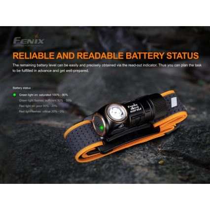 Fenix HM51RV30 - dimbare oplaadbare LED-hoofdlamp LED/USB/1xCR123A 950 mAh IP68 860 lm 125 h oranje
