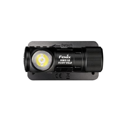 Fenix HM51RV3ABL - Dimbare oplaadbare LED-hoofdlamp LED/USB/1xCR123A 950 mAh IP68 860 lm 125 h zwart
