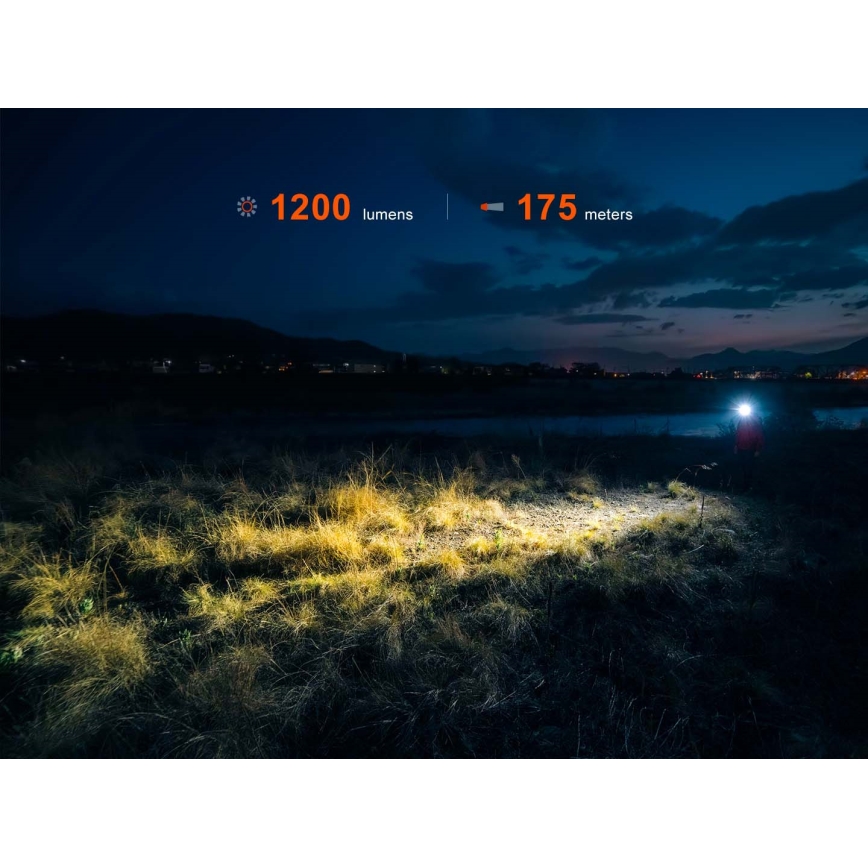 Fenix HM55RNBL - Dimbare oplaadbare LED-hoofdlamp USB/1xCR123A 1600 mAh IP68 1200 lm 141,2 h paars
