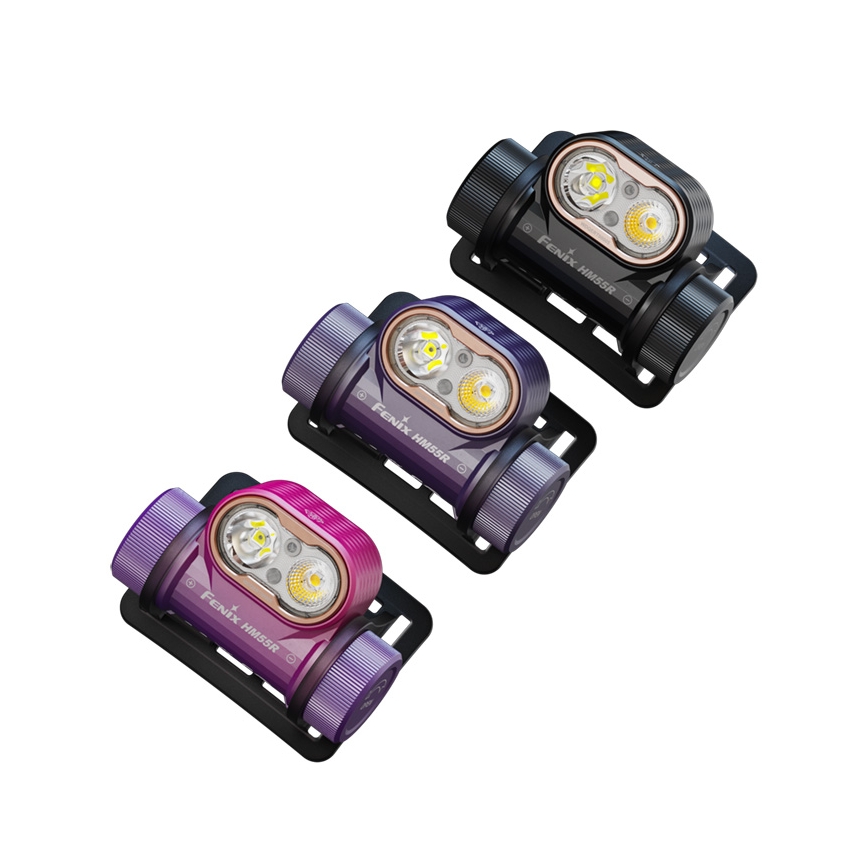 Fenix HM55RPRP - LED dimbare oplaadbare hoofdlamp LED/USB/1xCR123A 1600 mAh IP68 1200 lm 141,2 h paars/zwart