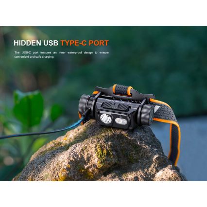 Fenix HM60RV20 - LED-dimbare oplaadbare hoofdlamp LED/USB 4000 mAh IP68 1600 lm 292 h oranje