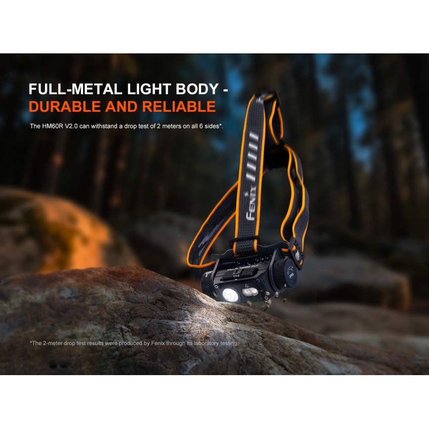 Fenix HM60RV20 - LED-dimbare oplaadbare hoofdlamp LED/USB 4000 mAh IP68 1600 lm 292 h oranje