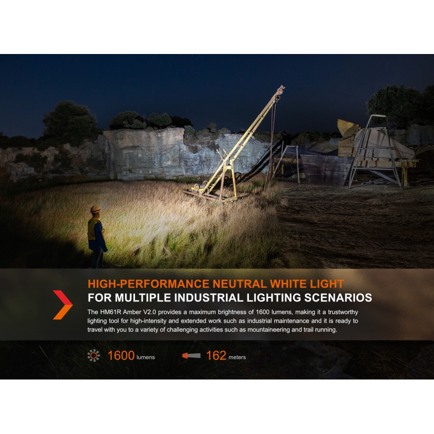 Fenix HM61RV20 - LED Oplaadbare hoofdlamp LED/USB/2xCR123A IP68 1600 lm 300 h 3400 mAh