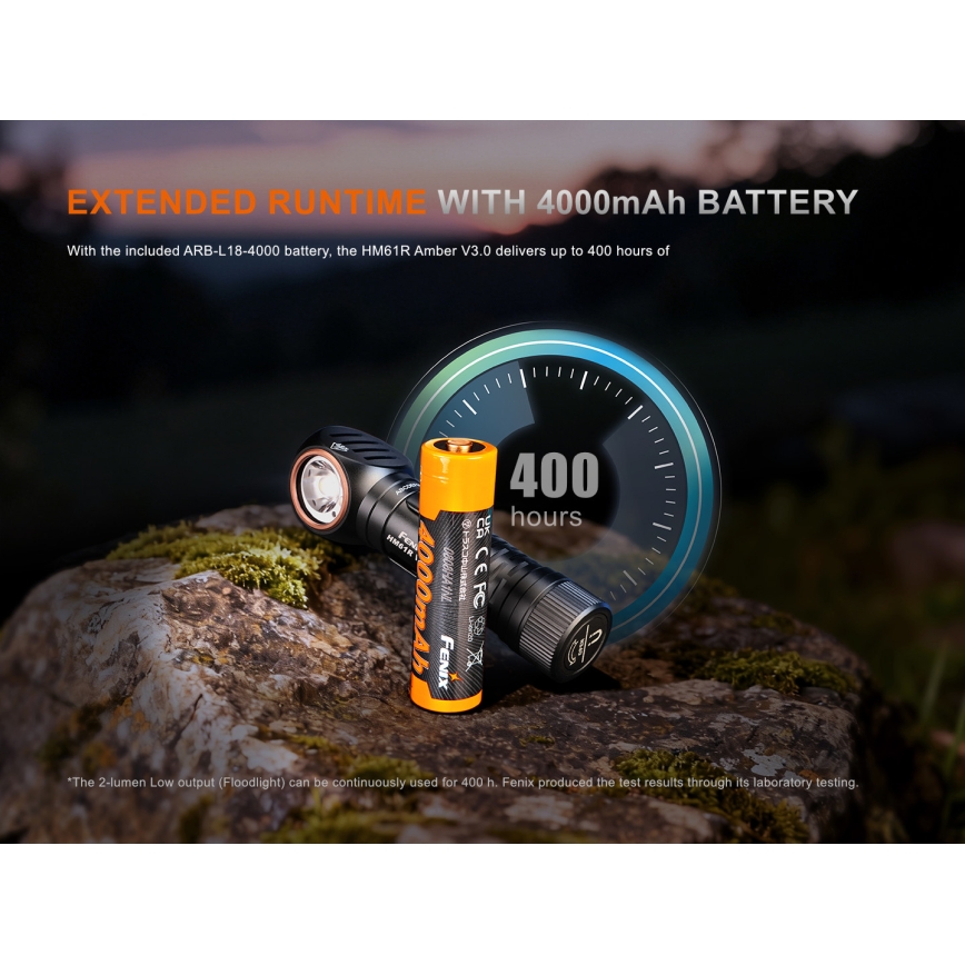Fenix HM61RV30 - Dimbare oplaadbare LED-hoofdlamp LED/USB/1xCR123A 4000 mAh IP68 1800 lm 400 h zwart