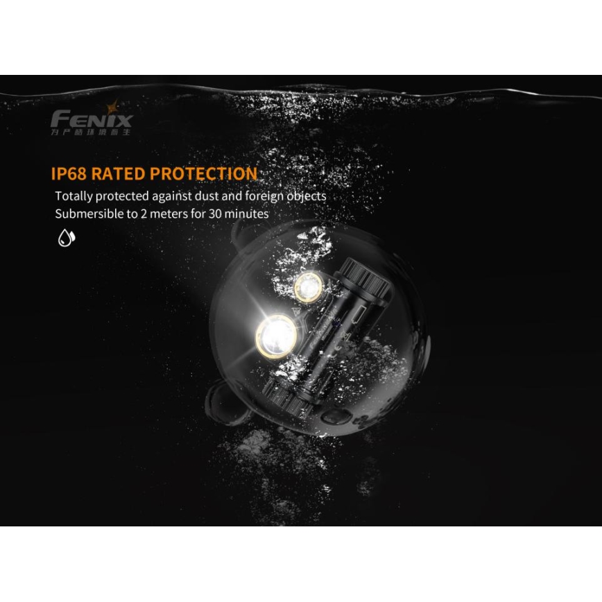 Fenix HM65R - Oplaadbare LED Hoofdlamp 2xLED/2xCR123A IP68