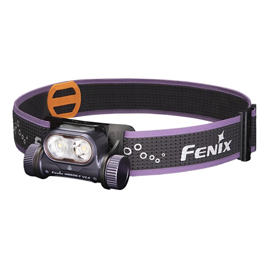 Fenix HM65RTV20PRP - LED Dimbaar oplaadbaar hoofdlamp LED/USB/2xCR123A IP68 1600 lm 300h 3400 mAh zwart/paars