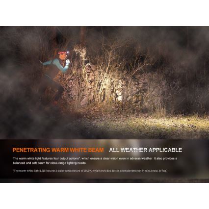 Fenix HM65RTV20PRP - LED Dimbaar oplaadbaar hoofdlamp LED/USB/2xCR123A IP68 1600 lm 300h 3400 mAh zwart/paars
