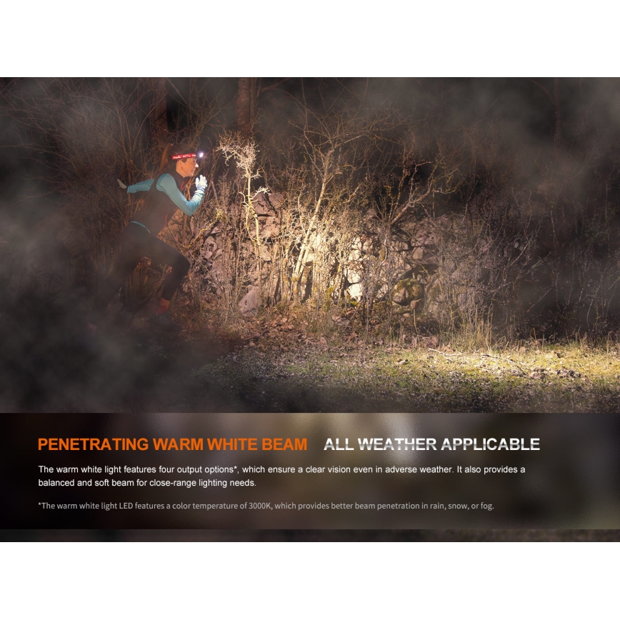 Fenix HM65RTV20PRP - LED Dimbaar oplaadbaar hoofdlamp LED/USB/2xCR123A IP68 1600 lm 300h 3400 mAh zwart/paars