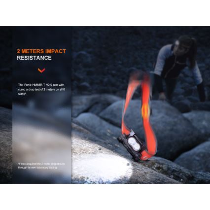 Fenix HM65RTV20PRP - LED Dimbaar oplaadbaar hoofdlamp LED/USB/2xCR123A IP68 1600 lm 300h 3400 mAh zwart/paars