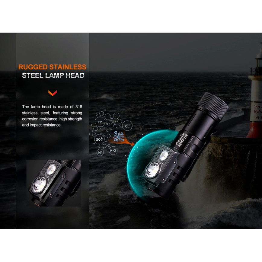 Fenix HM71R - LED Oplaadbare hoofdlamp LED/USB IP68 2700 glanzend 400 h 5000 mAh