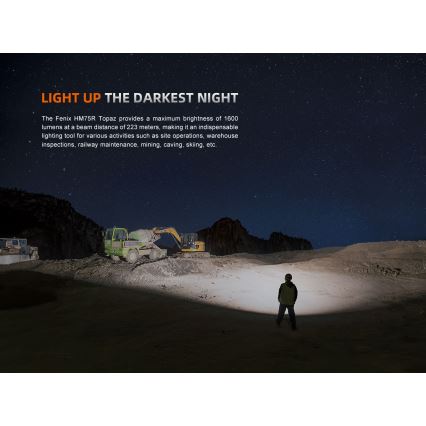 Fenix HM75RTOPAZ - LED Dimbaar oplaadbaar hoofdlamp LED/USB IP68 1600 glanzend 210 h 4000 mAh