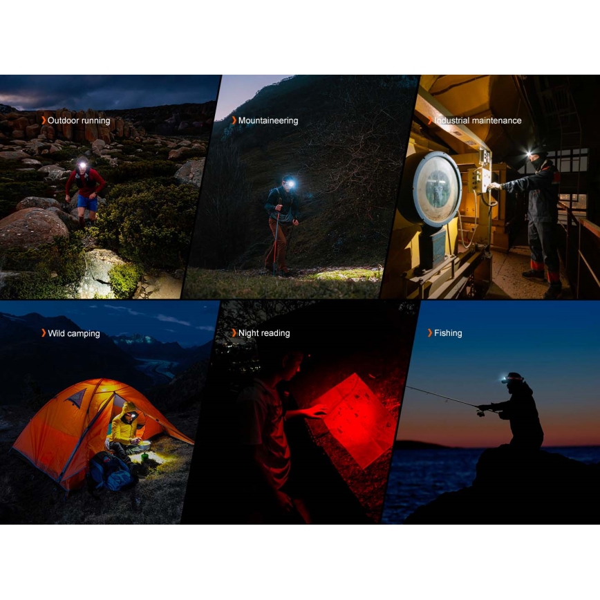 Fenix HP12RTABL - Dimbare oplaadbare hoofdlamp LED/USB 4000 mAh IP66 1300 lm 310 h zwart