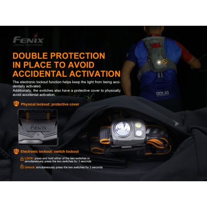 Fenix HP16R1250 - LED Oplaadbare hoofdlamp 3xLED/USB 4xAA IP66 1250 Im 600 h 3000 mAh