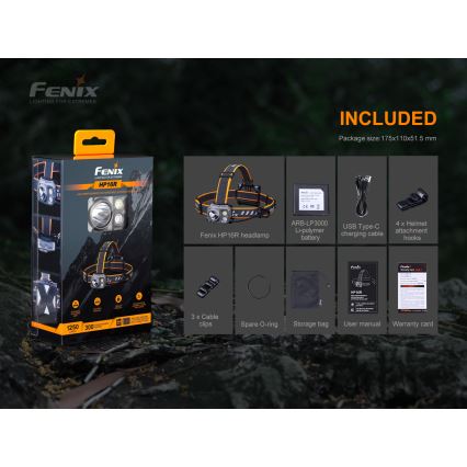 Fenix HP16R1250 - LED Oplaadbare hoofdlamp 3xLED/USB 4xAA IP66 1250 Im 600 h 3000 mAh
