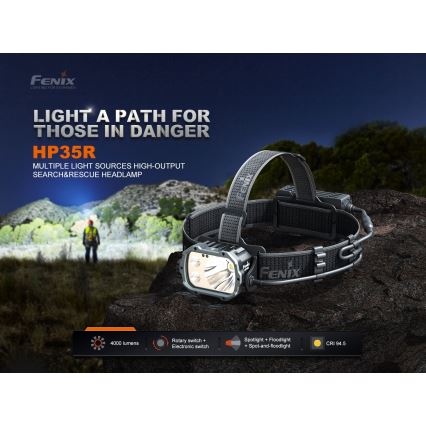 Fenix HP35R - Dimbare oplaadbare LED-hoofdlamp LED/USB 5000 mAh IP66 4000 lm 500 uur zwart