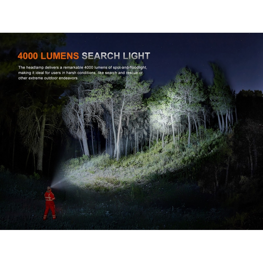 Fenix HP35R - Dimbare oplaadbare LED-hoofdlamp LED/USB 5000 mAh IP66 4000 lm 500 uur zwart