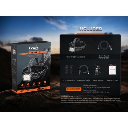 Fenix HP35R - Dimbare oplaadbare LED-hoofdlamp LED/USB 5000 mAh IP66 4000 lm 500 uur zwart