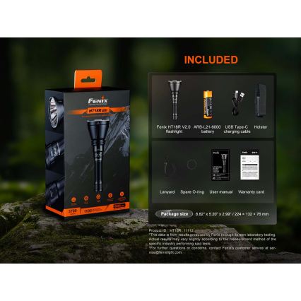 Fenix HT18RV20 - LED dimbare oplaadbare zaklamp LED/USB 6000 mAh IP68 3700 lm 87 h zwart