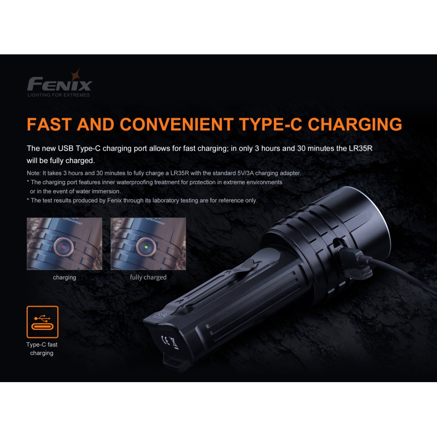 Fenix LR35R - Oplaadbare LED Zaklamp 6xLED/2x21700 IP68