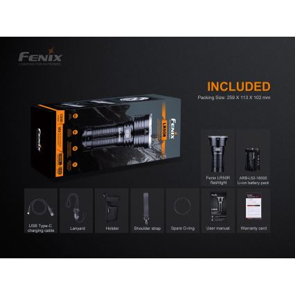 Fenix LR50R - Oplaadbare LED Zaklamp 4xLED/USB IP68